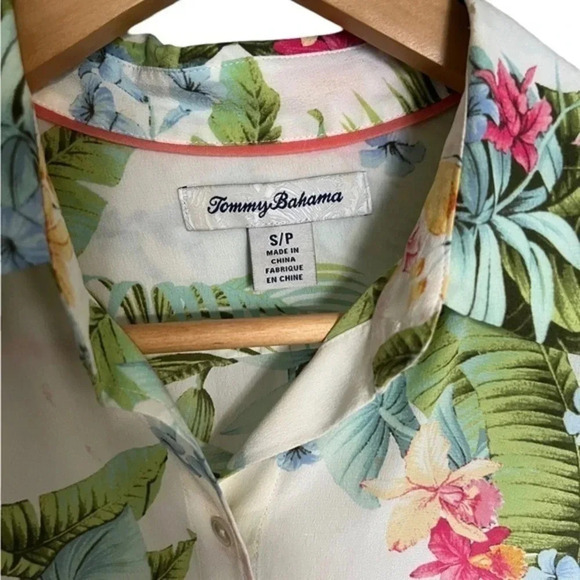 TOMMY Bahama Tropical Vacation‎ Cruise Silk Resort Wear Blouse Small Small - Picture 6 of 7